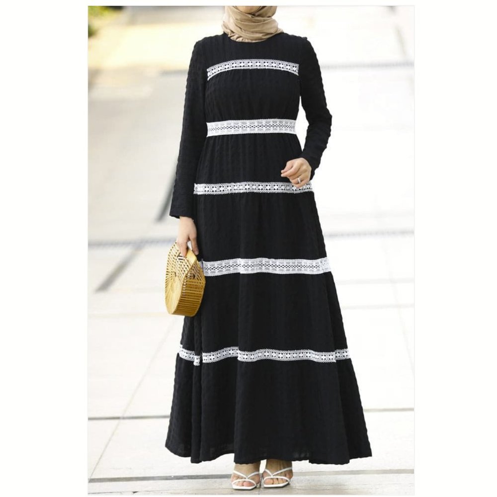 Tiered Black and White Boho Dress